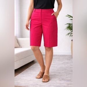 Rafaella Hot Pink Bermuda Shorts Size 6 Stretch Tailored Knee Length